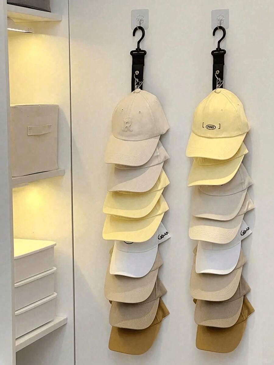 1/2/3 pièces Un organisateur de rangement multicolore pour chapeaux pour hommes et femmes, support avec plusieurs pinces pour accrocher les casquettes dans le placard, support pour 16 casquettes de baseball, pour les placards et les portes de placard