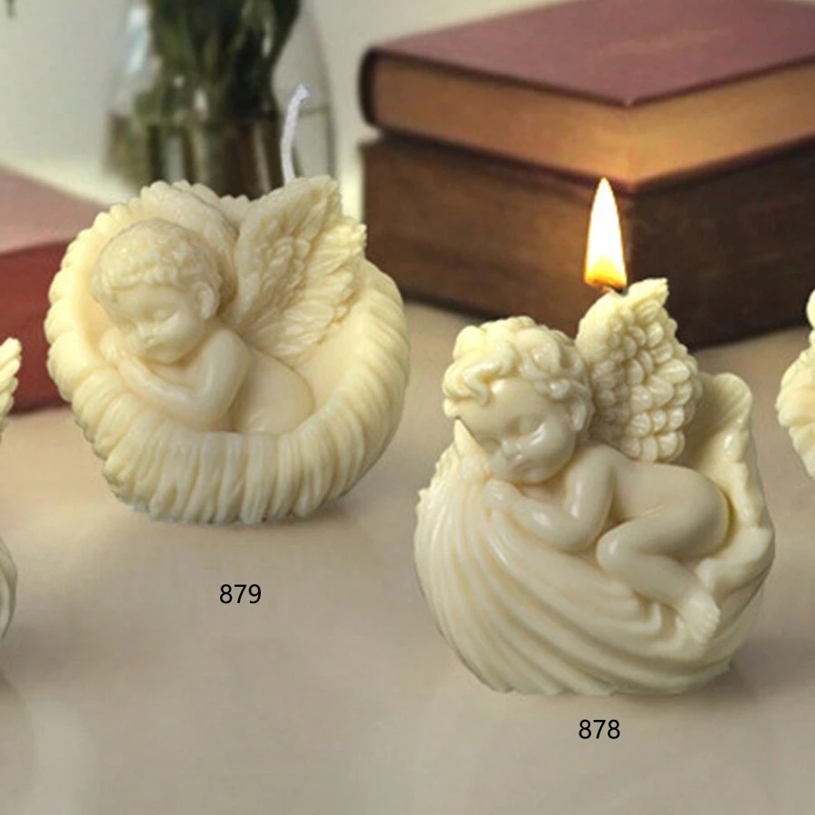 Stampo in silicone per candele a forma di angelo carino, per decorazioni fai da te