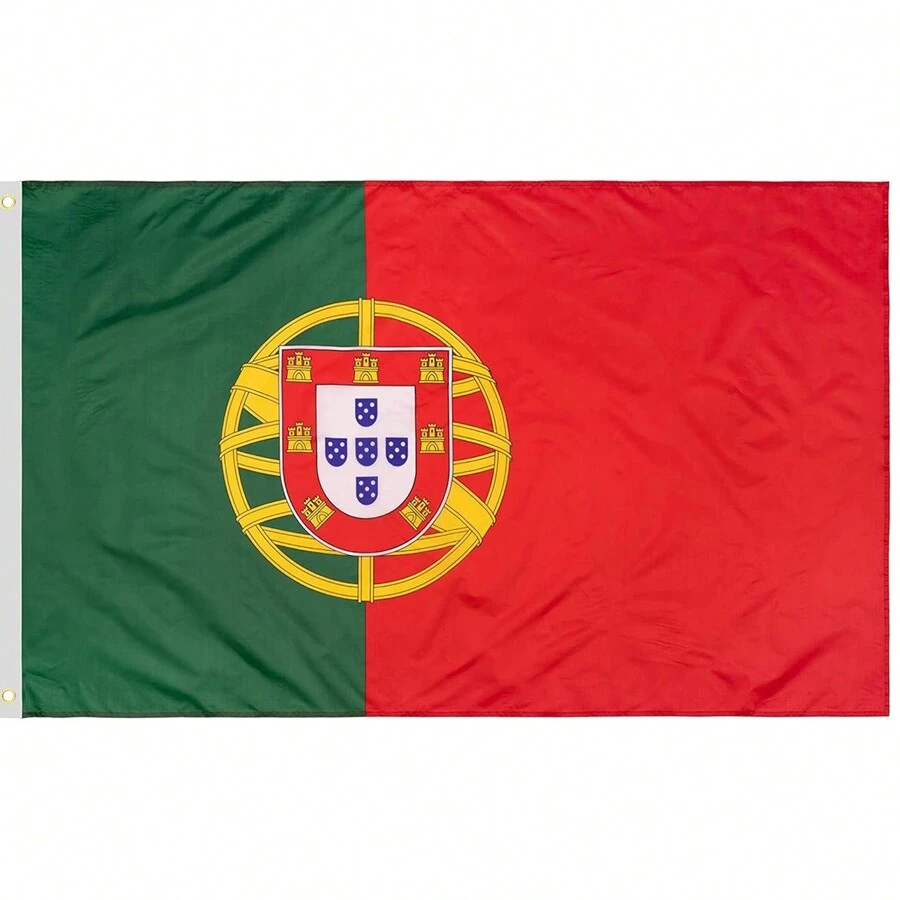 1 pièce Drapeau du Portugal imprimé sur les deux côtés (3x5FT), drapeau portugais suspendu en polyester, couleurs vives et résistant aux UV, décoration de drapeau national, décoration extérieure pour les jours fériés