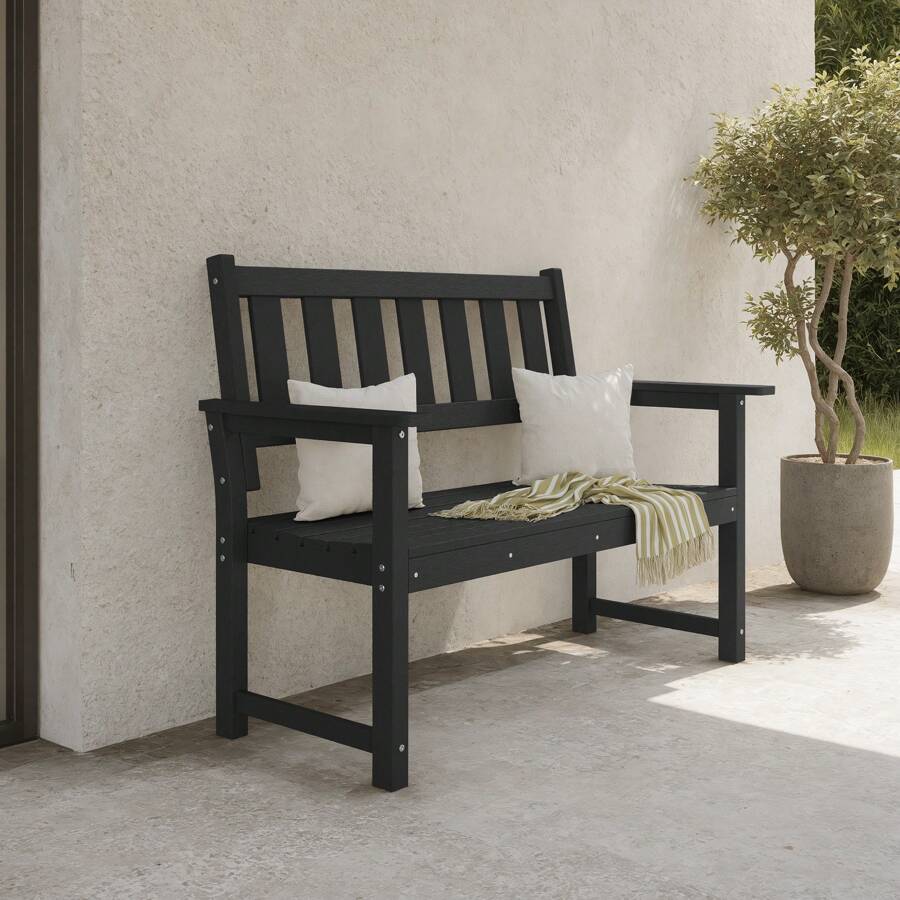 Efurden EFURDEN Outdoor Bench, 50'' All Weather And Fade Resistant Memorial Bench, 2-Person HDPE Garden Bench, Low Maintenance Park Bench For Garden, Porch And Patio
