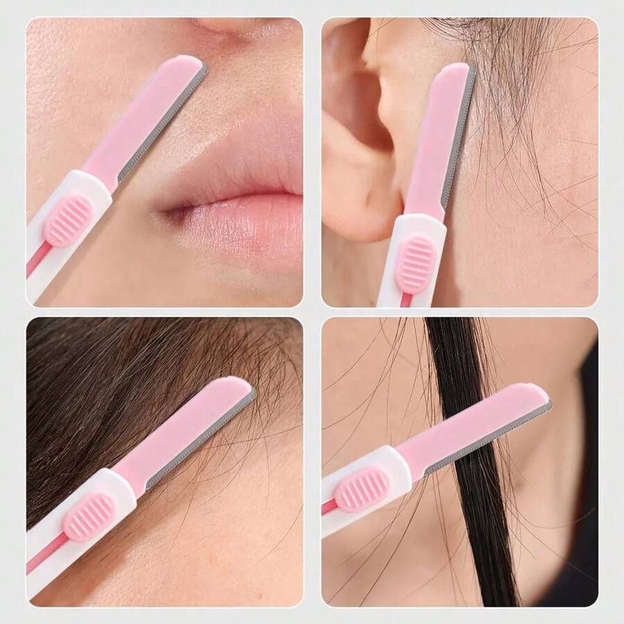 1 pieza Afeitadora de cejas, afeitadora de piel exfoliante multifuncional para la cara, moldeadora de cejas y cara, con cubierta de precisión, eliminador de vello facial para mujeres, recortadora de cejas, productos y accesorios para el cabello para peluquería, salón de belleza y artículos de viaje esenciales