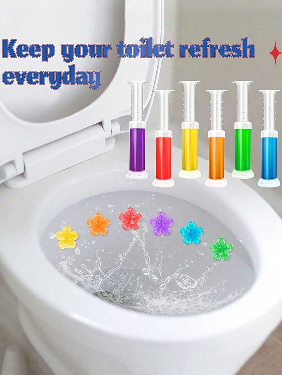 1 pieza, Gel perfumado con aroma a flor -Ambientador y Limpiador de inodoro - Suministros de limpieza de inodoro rellenables para decoración del baño del hogar y la escuela en verano