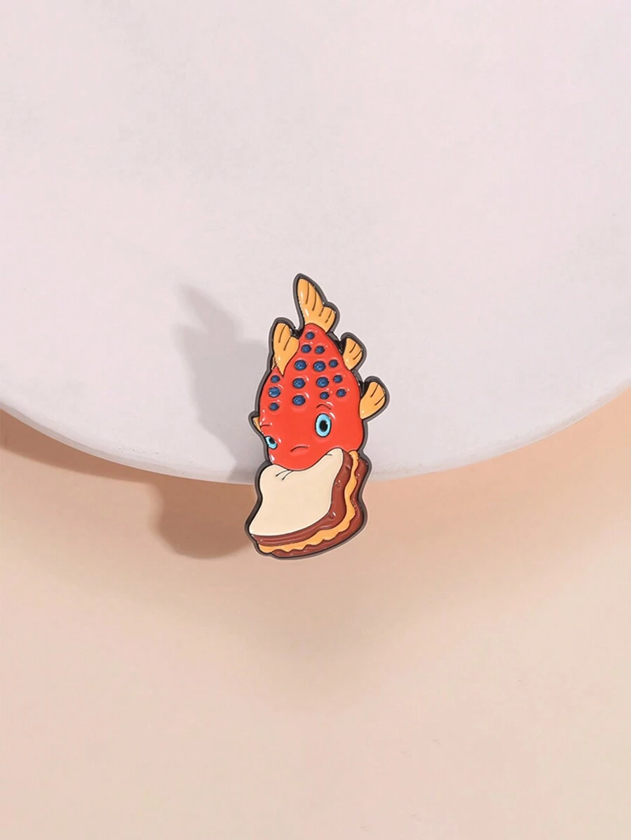 1pc Cute Fish Shaped Alloy Brooch, Clothing Bag Hat Pin, Friend Gift, Suitable For Men And Women Daily Wear