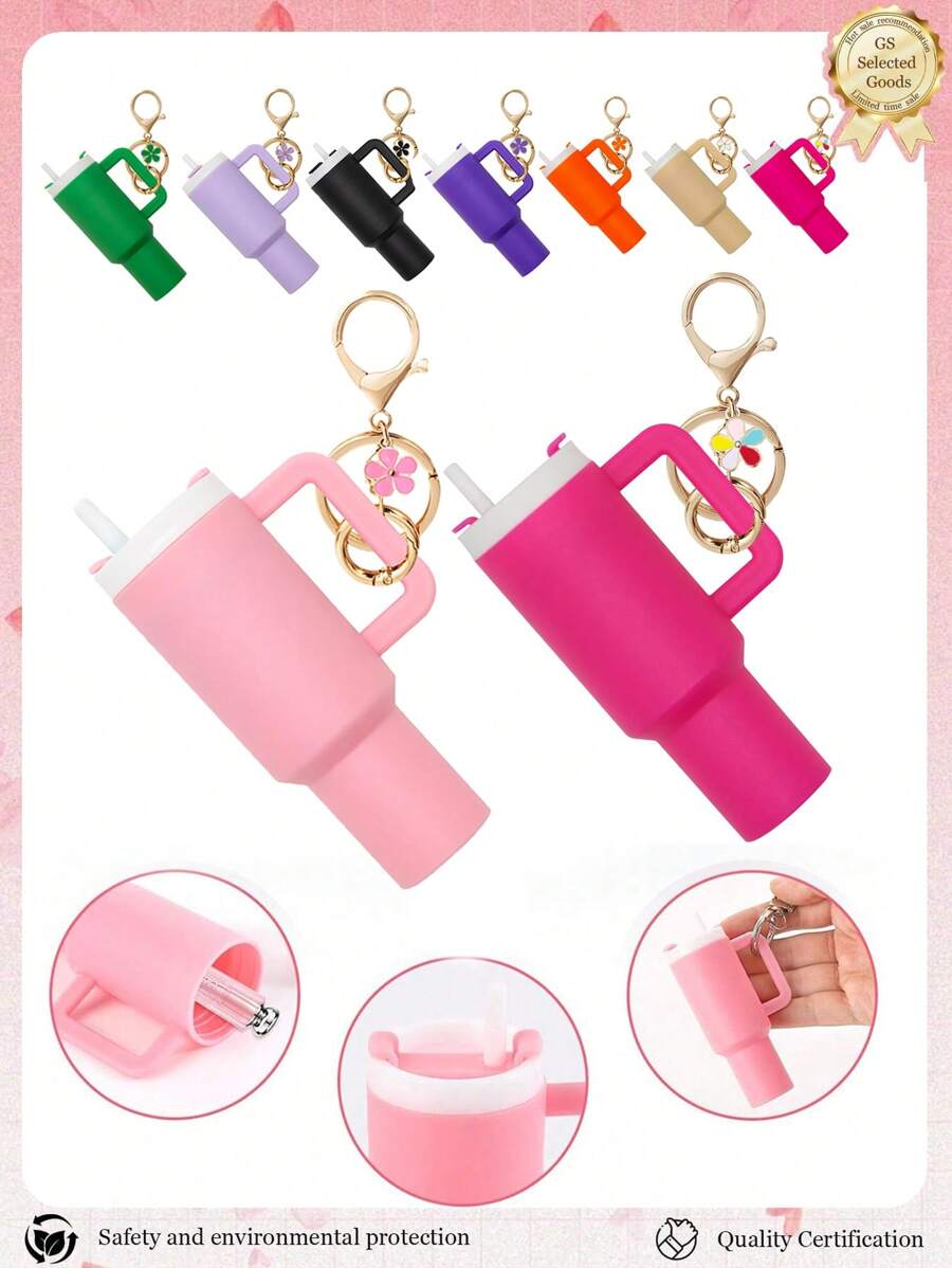Juego de 1/2/3/5/8 piezas de llavero con mini vaso, lindos encantos con vaso para mujer para bolso, mochila, botella de agua mini - Estilo callejero, multicolor, accesorios del llavero, encantos para bolsos, vasos, 5/3/2/1 llaveros, accesorios para bolsos, encantos para bolsos de mano, caja de almacenamiento de lápiz labial, accesorios para bolsos, llavero de mini vaso, llavero de mini vaso para llavero o bálsamo labial, llavero lindo de vaso