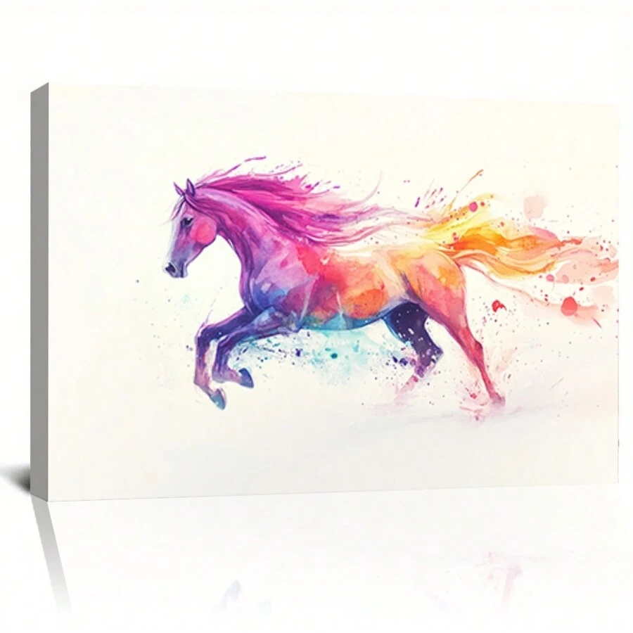 Beautiful Colorful Horses Canvas Art, Living Room, Bedroom Background Wall Decor, Studio Hallway Art
