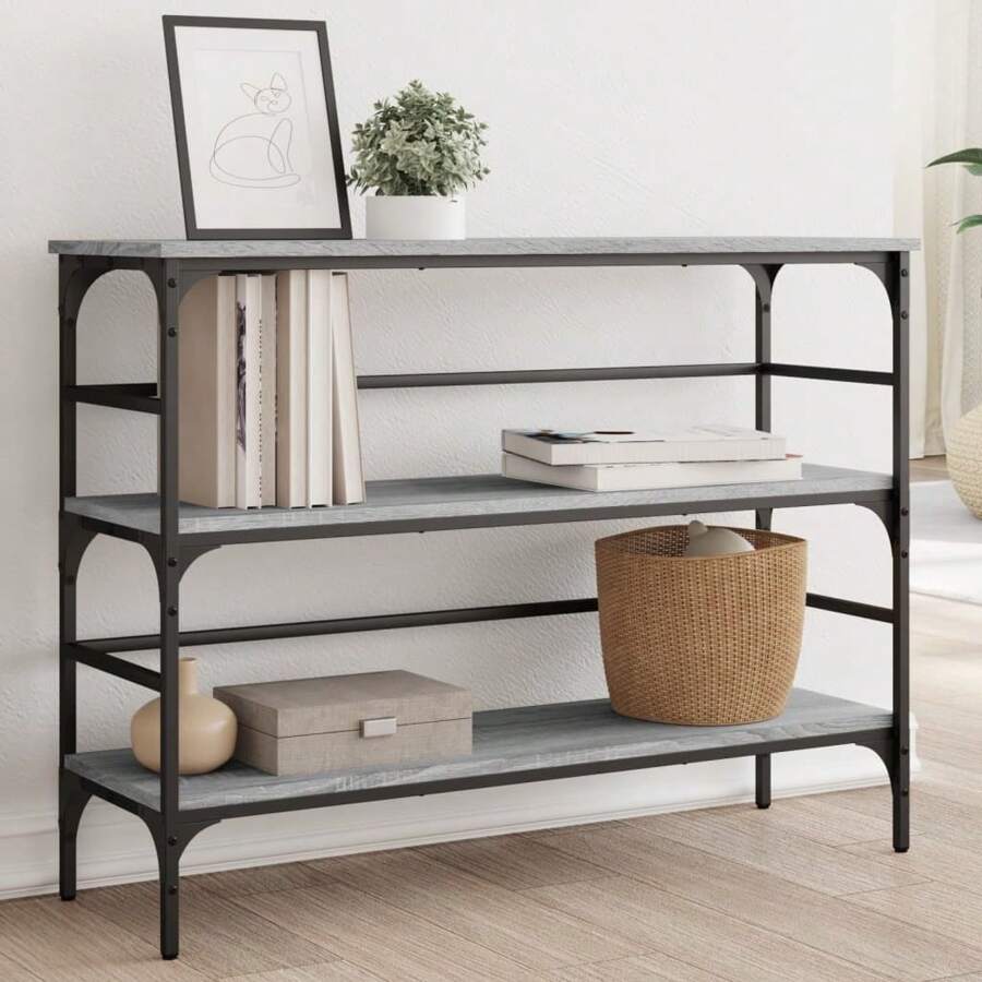 Consolle in legno multistrato di stile grigio Sonoma, 102x75 cm, arredo elegante per l'ingresso