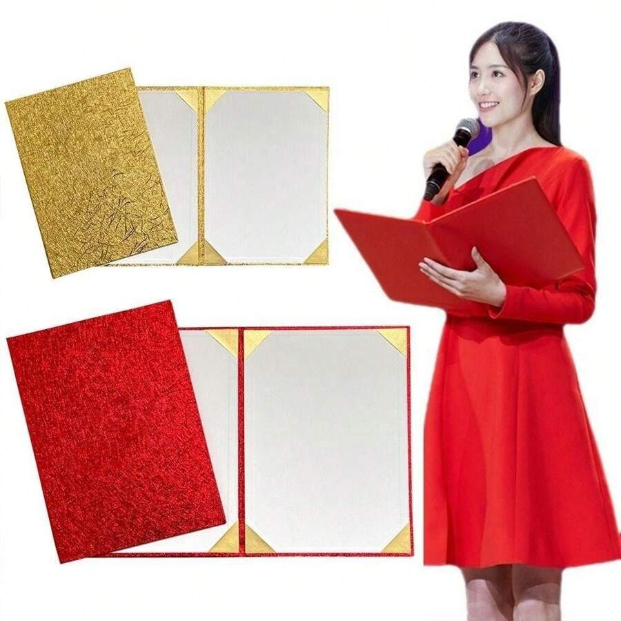 1pc Signing Contract A3 A4 Art Paper Hardcover Hosted Speech Plush Surface PU Leather Certificate Protector Thicken Poetry Reading Certificate Cover File Page Folder