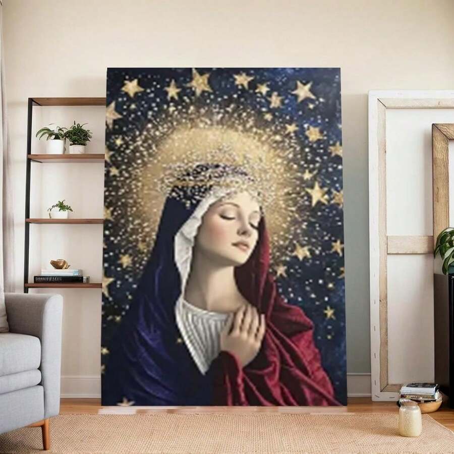 Vibrant Landscape Canvas Wall Art Our Lady Of The Stars, A Realistic Poster Canvas Wall Art HD Print Modern Home Office Living Room Bedroom Decor Frame Ready To Hang