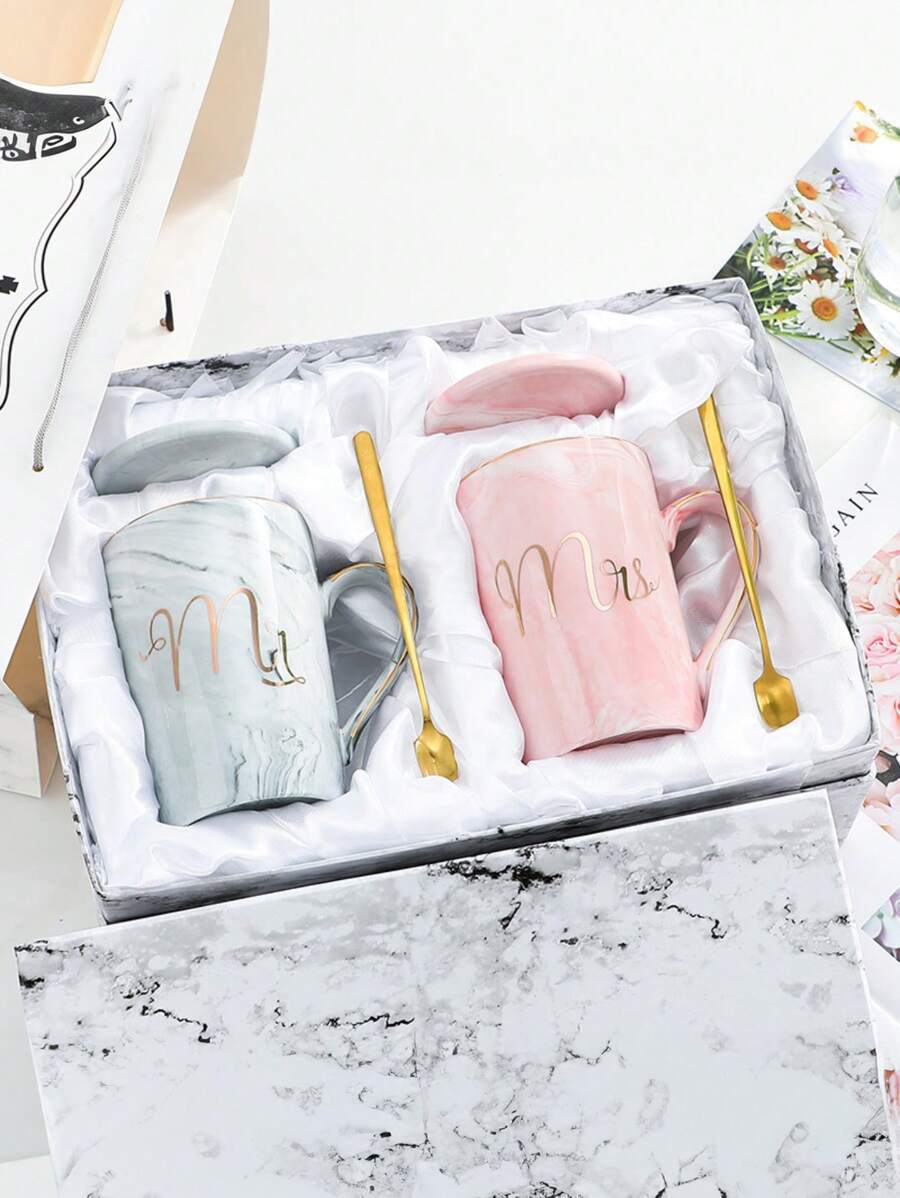 2 pièces Tasses de couple en céramique, décoration de cuisine, salle à manger, chambre à coucher, maison, salon, cadeau, tasse à café, convient pour le thé, le café, le lait, le jus, les mariages, les fêtes, les anniversaires, les boîtes à lunch, les boîtes bento, la rentrée scolaire