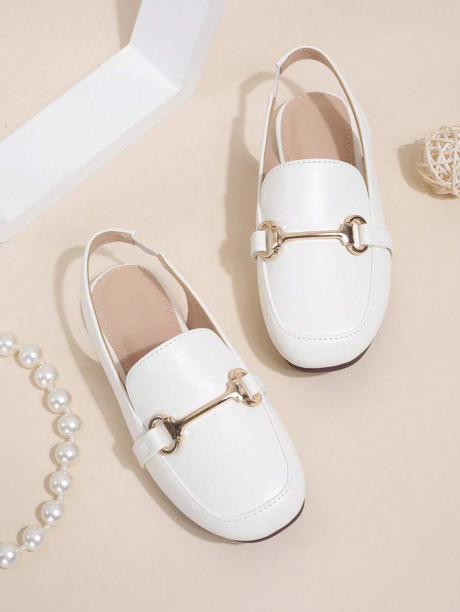 1 paire de sandales plates à bout fermé pour filles, en PU à semelle souple anti-dérapante, convient pour l'été