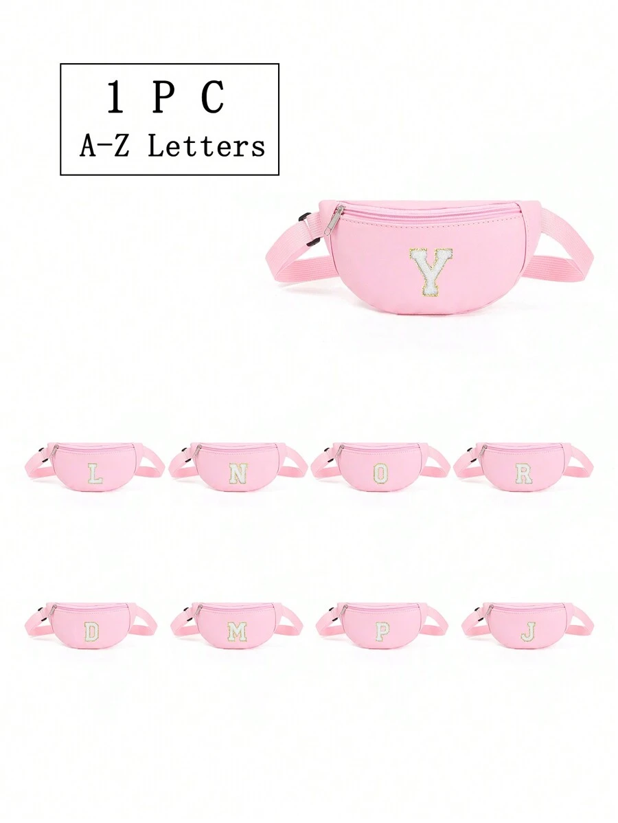1 pieza Bolsa de cintura/hombro/bandolera para niñas con letra del alfabeto, bolsa de cintura linda adecuada para uso diario, exterior, viajes, senderismo, portátil, opción de regalo ideal