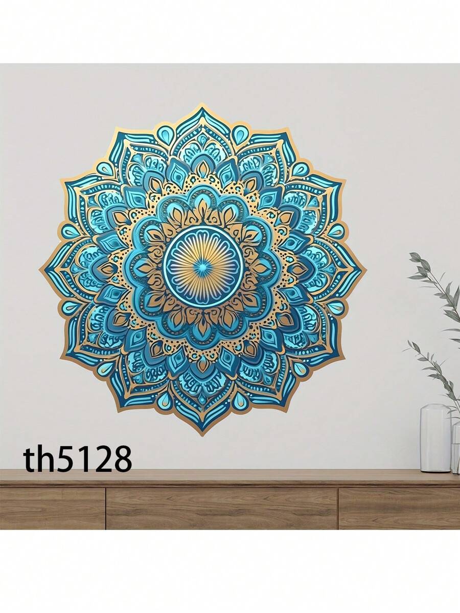 1pc Mandala Flower Wall Decal, PVC Self-Adhesive Kitchen Wall Art Decor Stickers, Home Decor Wall Stickers, For Home Living Room & Bedroom Porch Decor, Stickers,Wall Decal,Vinly Decal For Home Decorations,Spring Decoration Items Refesh Your Home,Rama Decoration Stickers