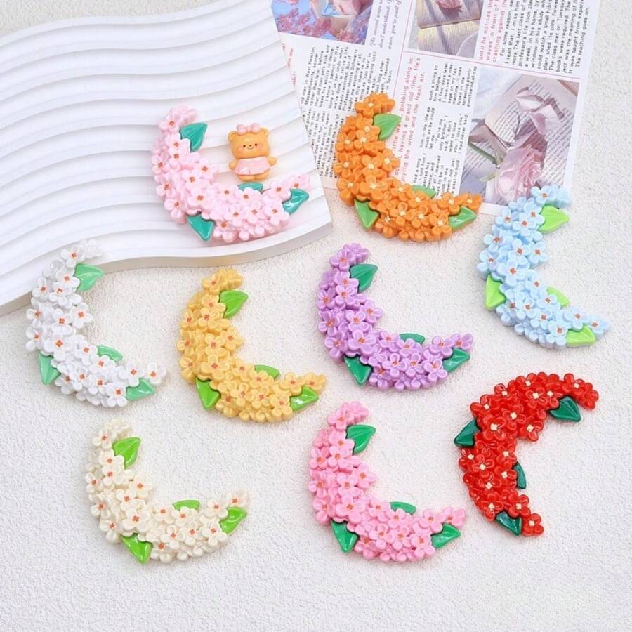 9pcs Cartoon Moon Wreath Tree Resin Refrigerator Magnets, Cute Decorative Magnets For Office, Kitchen, Whiteboards, Storage Cabinets, Dishwashers, Home & Holiday Decor, Gifts For Friends & Family