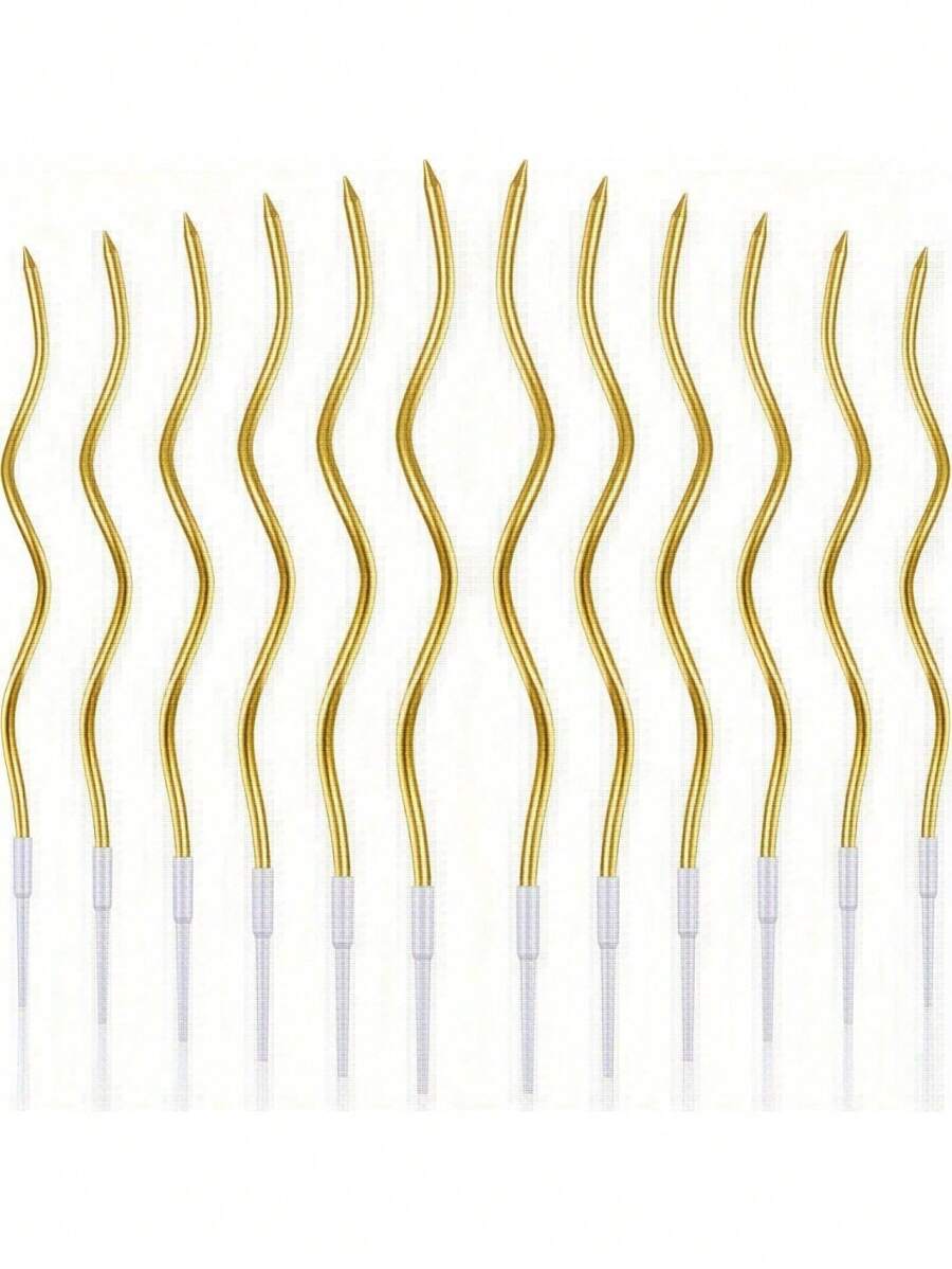 24 piezas de velas en espiral para tartas, velas de metal para tartas, velas largas y delgadas en forma de bobina con soportes para decoración de tartas de cumpleaños, bodas y fiestas