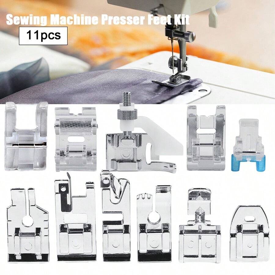 Set de 11 piezas de prensatelas para máquina de coser a presión tipo encaje para máquinas de coser de bajo vástago de marcas como Brother, Singer, Janome, Babylock, Kenmore