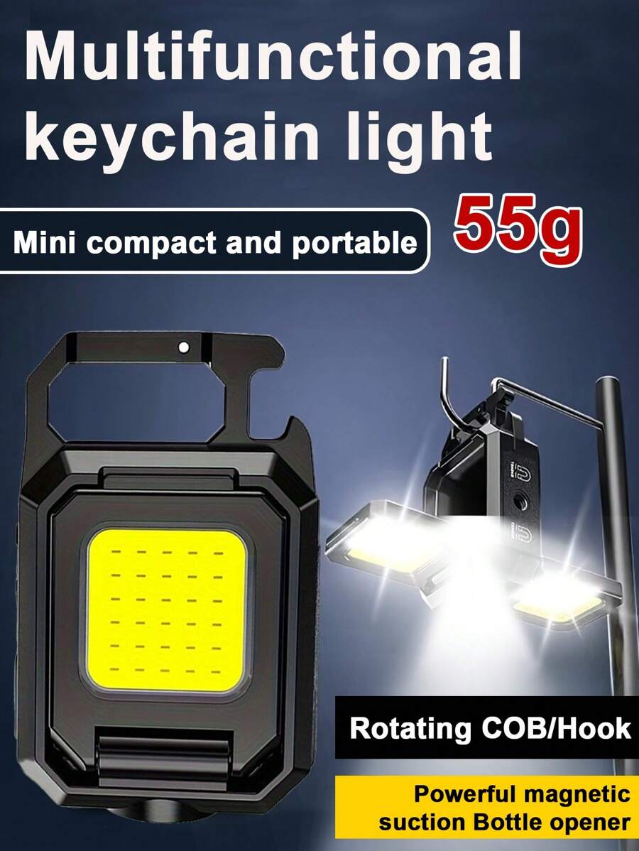 1 pièce Ultra-compacte Lumière de travail USB COB - Lampe de poche haute puissance 800mAh avec aimantation - L'outil de camping portable parfait pour les urgences