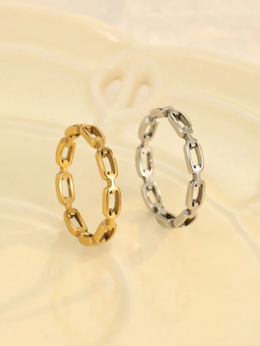 Onelike Set de 2 anillos de acero inoxidable dorado con corazón hueco y mariposa reversible, adecuado para decoración diaria o regalo de mujer