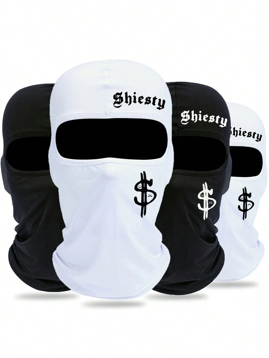 2pcs/1pc Letter And Dollar Print Ski Mask Balaclava Face Mask For Men Women UV Protection Windproof Scarf For Snowboard Motorcycle