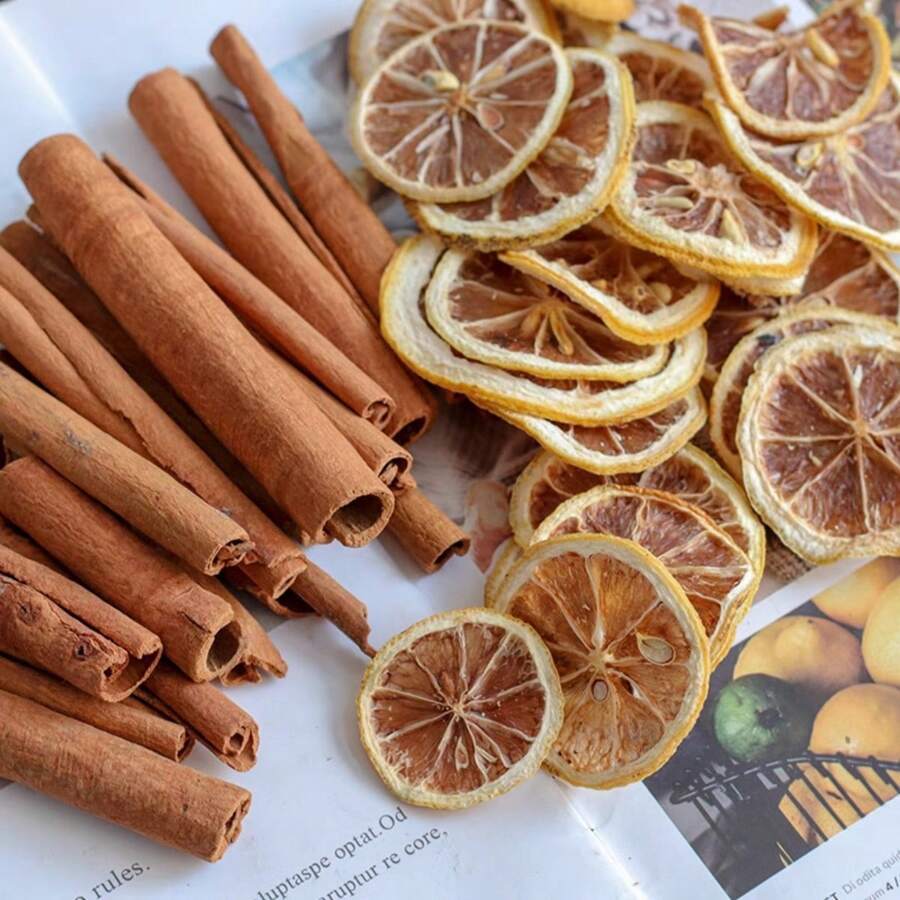1pc 30g/90g/150g/180g Fresh Dried Flowers & Plants Assortment, Including Dried Lemon Slices, Roses, Jasmine, Acacia, Star Anise, Rosemary, Chrysanthemum, Cinnamon, Orange Slices, Suitable For Handmade DIY Art Decoration & Aromatherapy