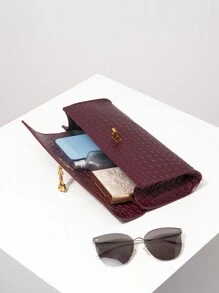 Bolso baguette con patrón trenzado vintage. Bolso de mano con solapa para damas. Bolso de embrague para mujer. Bolso burdeos. Vestido para fiesta de vacaciones. Regalo para ella. Bolso de fiesta (patrón seleccionado al azar)