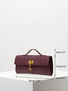 Bolso baguette con patrón trenzado vintage. Bolso de mano con solapa para damas. Bolso de embrague para mujer. Bolso burdeos. Vestido para fiesta de vacaciones. Regalo para ella. Bolso de fiesta (patrón seleccionado al azar)