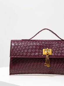 Bolso baguette con patrón trenzado vintage. Bolso de mano con solapa para damas. Bolso de embrague para mujer. Bolso burdeos. Vestido para fiesta de vacaciones. Regalo para ella. Bolso de fiesta (patrón seleccionado al azar)