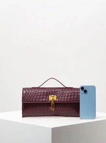 Bolso baguette con patrón trenzado vintage. Bolso de mano con solapa para damas. Bolso de embrague para mujer. Bolso burdeos. Vestido para fiesta de vacaciones. Regalo para ella. Bolso de fiesta (patrón seleccionado al azar)