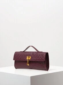 Bolso baguette con patrón trenzado vintage. Bolso de mano con solapa para damas. Bolso de embrague para mujer. Bolso burdeos. Vestido para fiesta de vacaciones. Regalo para ella. Bolso de fiesta (patrón seleccionado al azar)