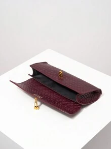 Bolso baguette con patrón trenzado vintage. Bolso de mano con solapa para damas. Bolso de embrague para mujer. Bolso burdeos. Vestido para fiesta de vacaciones. Regalo para ella. Bolso de fiesta (patrón seleccionado al azar)