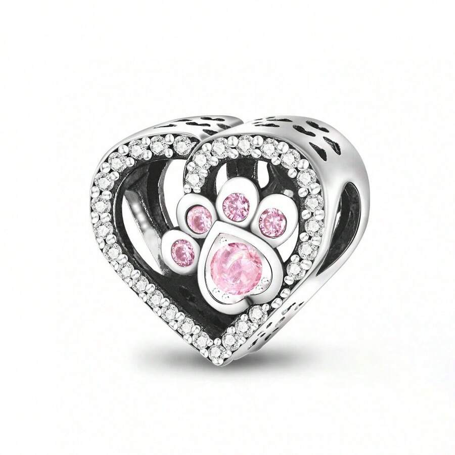1 pieza Colgante en forma de corazón con circonita cúbica rosa y decoración de joyería de estilo variado para collar, pulsera