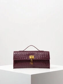 Bolso baguette con patrón trenzado vintage. Bolso de mano con solapa para damas. Bolso de embrague para mujer. Bolso burdeos. Vestido para fiesta de vacaciones. Regalo para ella. Bolso de fiesta (patrón seleccionado al azar)