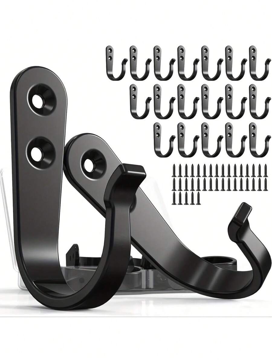 10/20PCS Heavy Duty Iron Coat Hooks With Screws, Wall Mounted Metal Hangers, Rust Resistant Coating, Easy To Install, Industrial Display Hooks, For Home And Office Decor