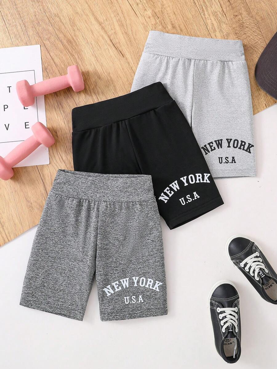 3 Pcs/Set Girls Summer Casual Solid Color Leggings, Soft & Comfortable Bottoms Pants For Outdoor, Exercise, Commute, Young Young Girl Summer