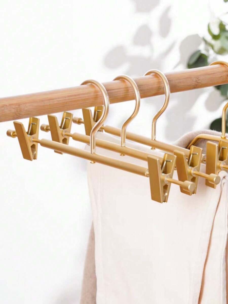 5/10/20pcs Aluminum Pants Hangers, Household Trouser Clips, Clothes Rack For Wardrobe, Rust-Resistant & Windproof