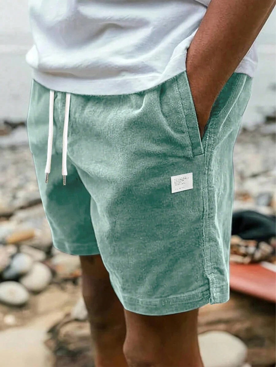 Pantaloncini corti Bermuda casual in velluto a coste da uomo, di lunghezza al ginocchio, versatili