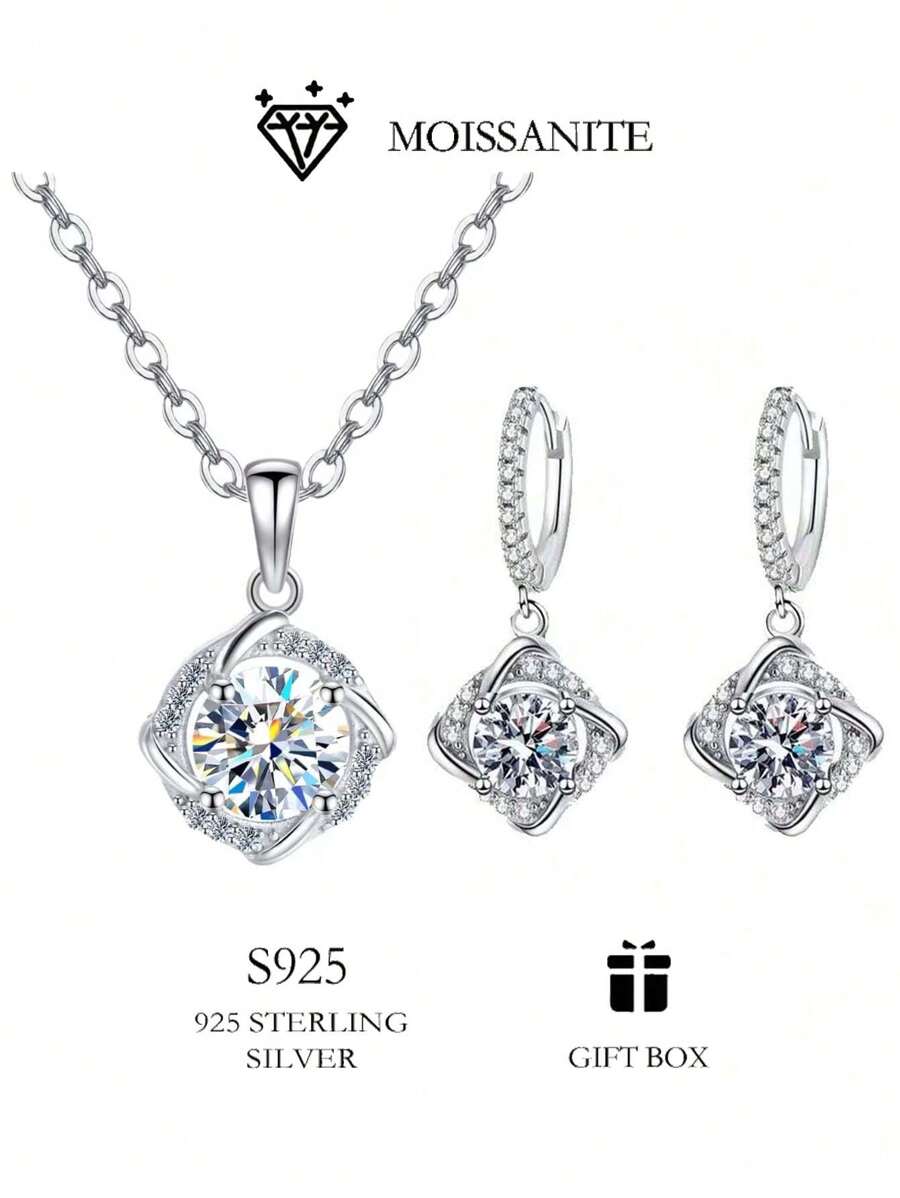 Stunning Windmill-Shaped 1 Carat Moissanite Sparkling Set - Unisex S925 Silver Jewelry For Everyone, Bohemian Style, Guaranteed Quality!