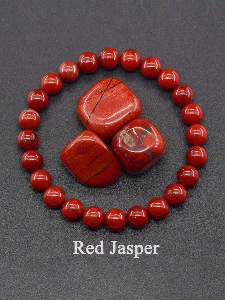 1 Unidad De Pulsera De Cuentas De Oración De Jaspe Rojo De Piedra Natural, Pulseras De Meditación Para Hombres Y Mujeres, Joyería De Meditación De Yoga 4 6 8 10mm