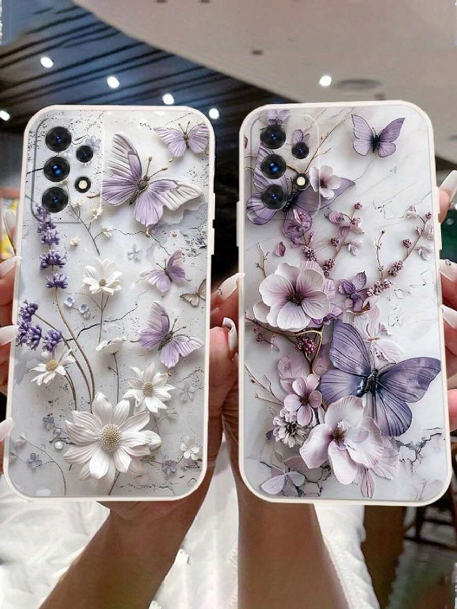 2 Stück perforierte Blumenprint stoßfeste Handyhülle kompatibel mit iPhone 16/16Pro/16Plus/16ProMax, iPhone 15 Pro Max, Apple iPhone X/XS/XR/7/8/P/S2, Galaxy A50/A12/A32/A52/A72/A51/A21S/A13/A14, Redmi 11/12Pro/12/12X/Note 11/9A/9C/Poco X3, Redmi 10/9/Note9/12C/Note 11Pro/10C/Note8Pro