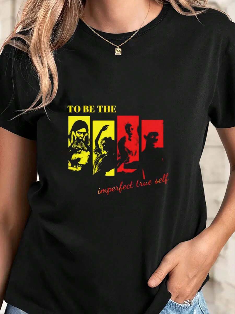 To Be The Imperfect True Self Graphic T-Shirt Cotton Women'S Comfort Plus Size T-Shirt For Everyday Wear