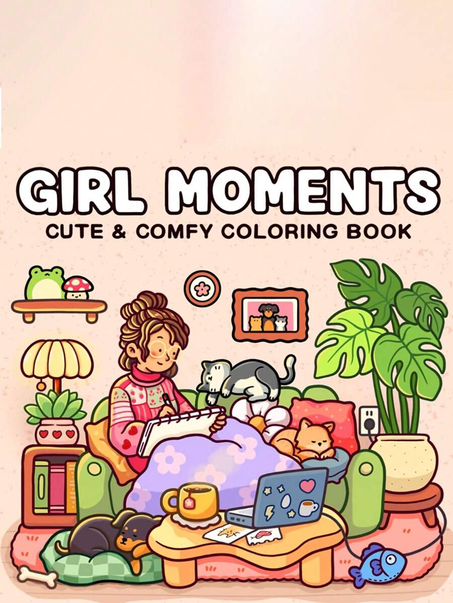 1pc Girls' Moment Adult & Teen Coloring Book - Comfortable Daily Relaxation Activity - Warm Space Themed - Perfect Gift For Solo Leisure And Friends,Back To School,School Supplies