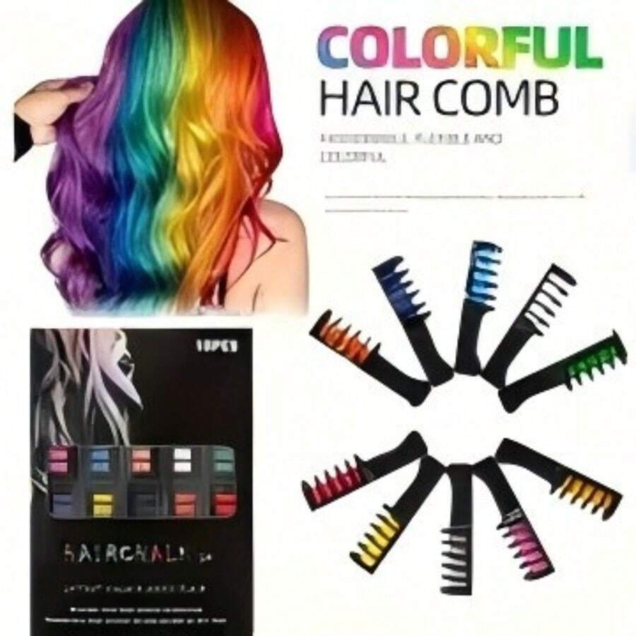 Disposable Colorful Hair Dyeing Comb, Multi-Color Pastel Chalk Hair Color Brush,Women Valentine Gift Birthday Boyfriend Girlfriend