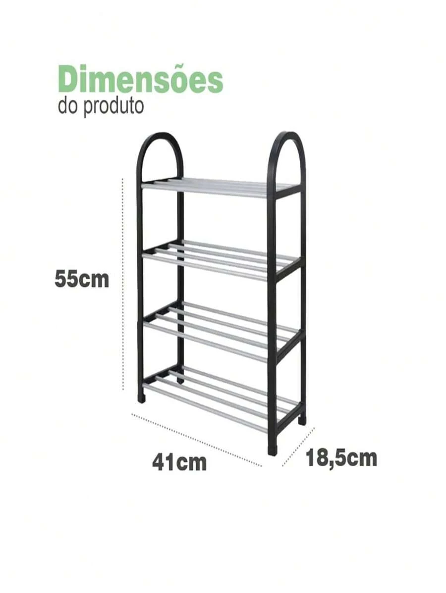 Sapateira 4 andares Organizador de Sapatos Tenis 8 Pares Desmontavel Movel Preto