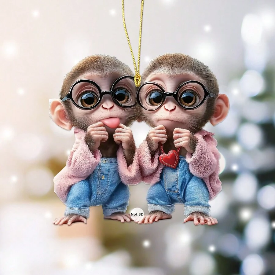 1 Piece, Cute Monkey Pendant, 2D Acrylic Pendant, Suitable For Car Rearview Mirrors, Keychains, Packaging Accessories, Party Gifts, Valentine's Day And New Year Decorations,Home Decor ,Room Decor,Wall Decor Birthday Graduation