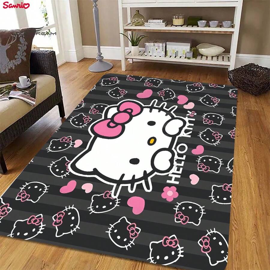 Sanrio Hello Kitty Soft Thick Non-Slip Carpet - Suitable For Bathroom, Living Room, Bedroom, Laundry Room, Hello Kitty Home Decor