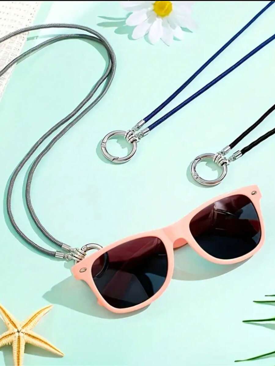1 pièce Cordon de lunettes unisexe, chaîne de lunettes chic - Cordon de lunettes mode minimaliste en alliage et corde en nylon avec un design rond ouvert