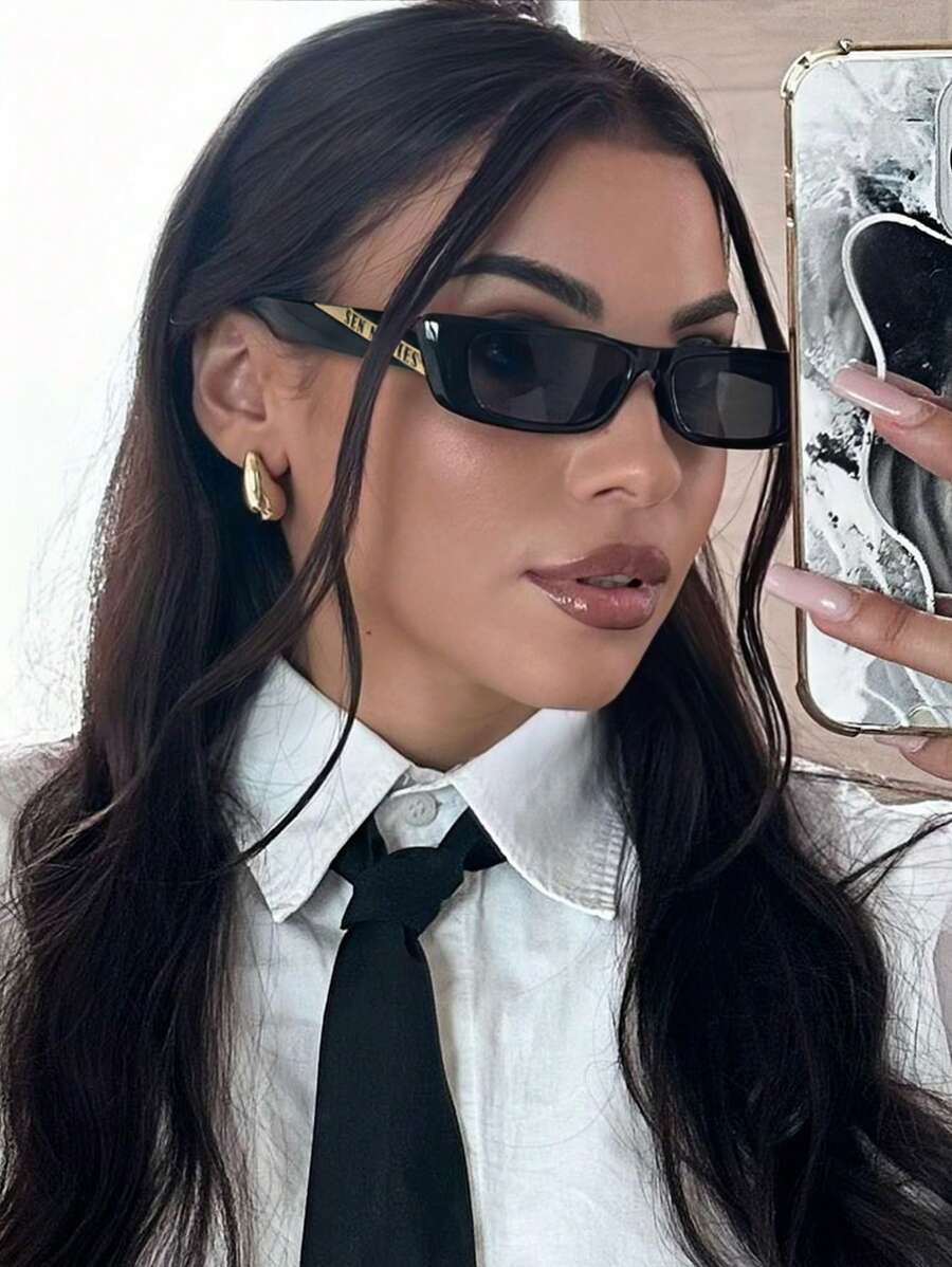 1buc Ochelari de modă dreptunghiulare ochi de pisică cu cadru mic Y2K Ochelari de modă retro personalizați de culoare bomboană