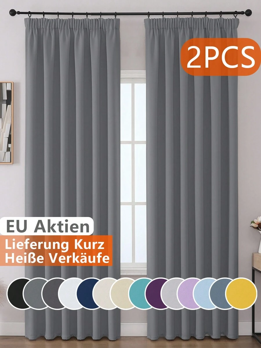 VEHEDE Set di 2 tende oscuranti beige per sistemi a binario, tende corte opache per camera da letto, con volant e nastro