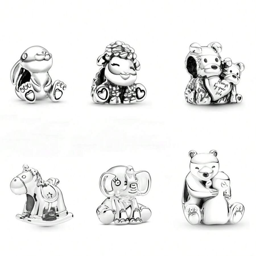 1 pièce Série animale, bracelet de perles Koala & Léopard & Chat & Lapin & Éléphant & Chien & Mouton & Ours & Licorne pour DIY de collier et accessoires de bijoux