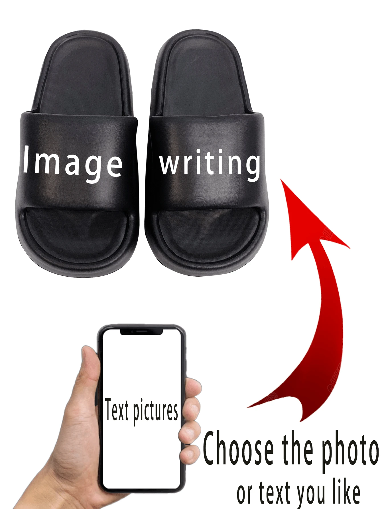 Custom Logo & Text Design, Family Of Four Outdoor Slippers, Soft Sole, Non-Fading, EVA Slip-On Home Slippers