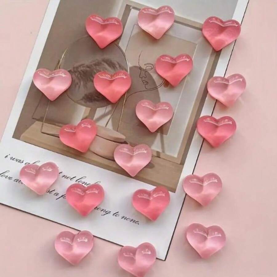 5pcs/10pcs New Pink Heart Magnetic Stickers, Cartoon Red Heart Plastic Fridge Magnets, Home Decor Accessories, Scenes Layout, Holiday Gifts, Holiday Decorations, Fridge Magnets, Kitchen Decor Magnets, Great Gifts, Fridge Beautification Birthday Graduation